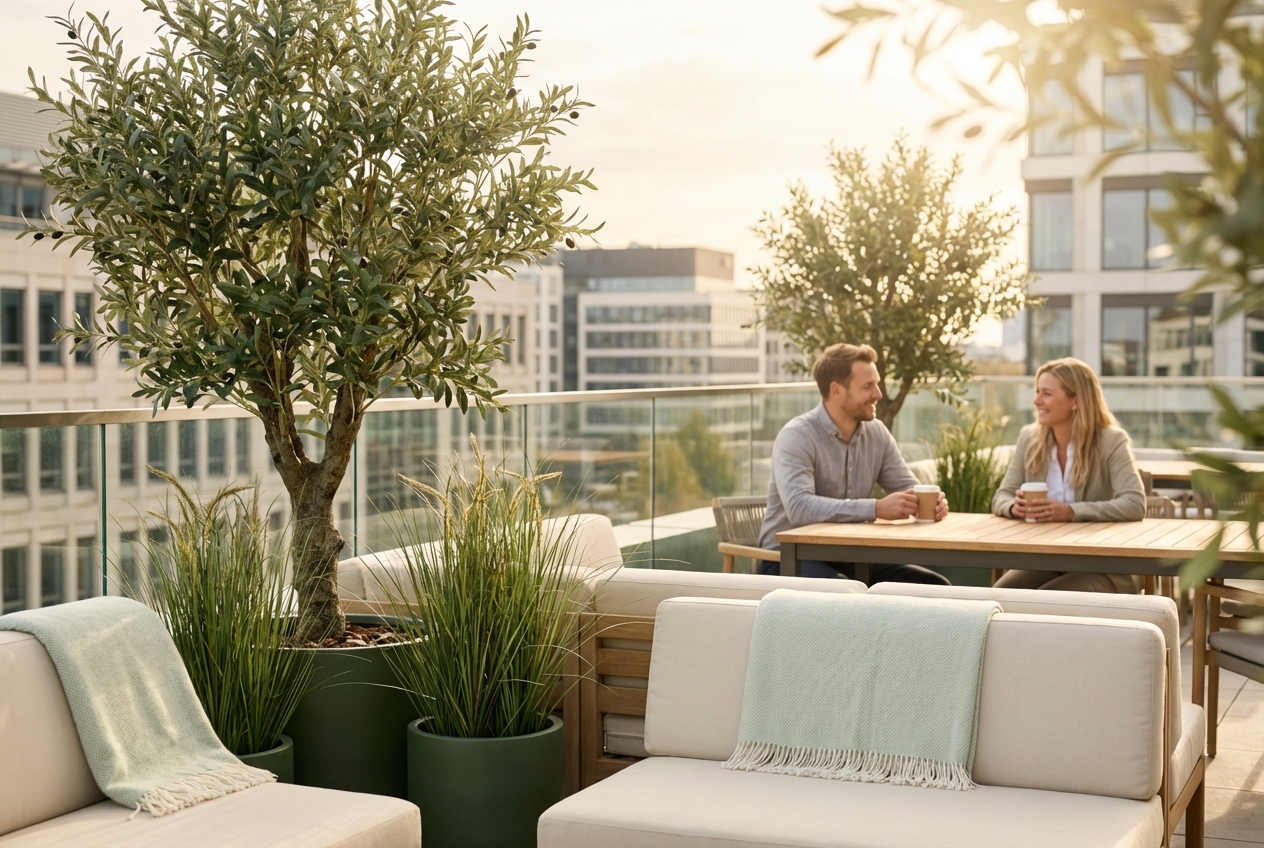 Featured image for Hvor godt tåler kunstige uteplanter solen?