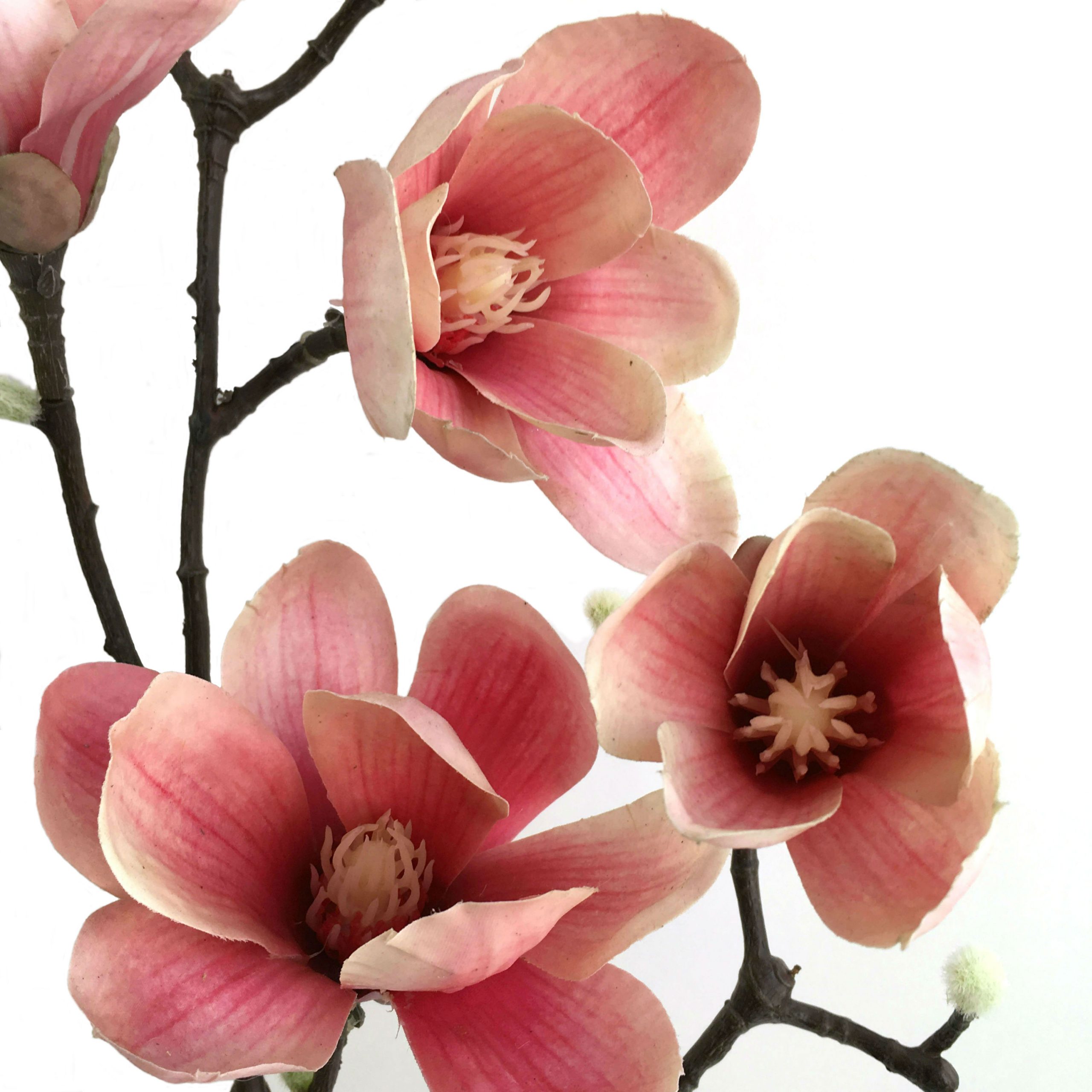 Kunstig magnolia gren ferskenrosa 90cm