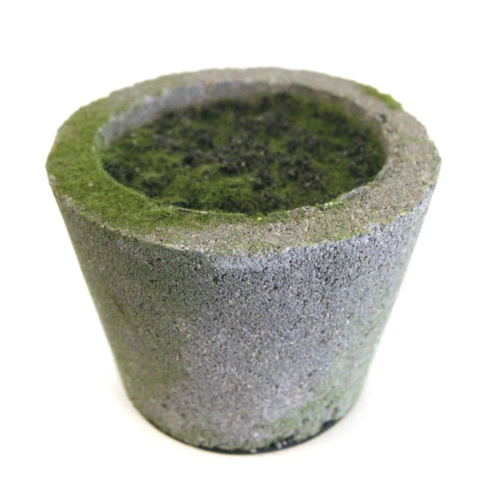 Potte m/innmat og jord cement grå Ø9,5x7,8cm
