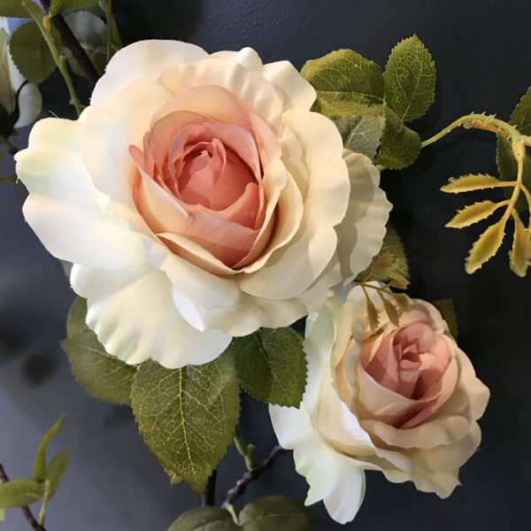 Kunstig rose gren gigant creme/rosa 150cm