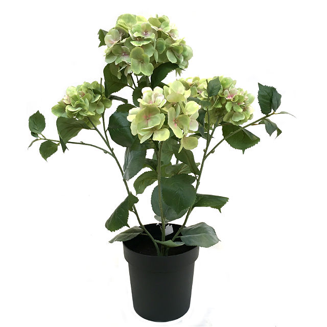 Kunstig hortensia plante grønn H76cm