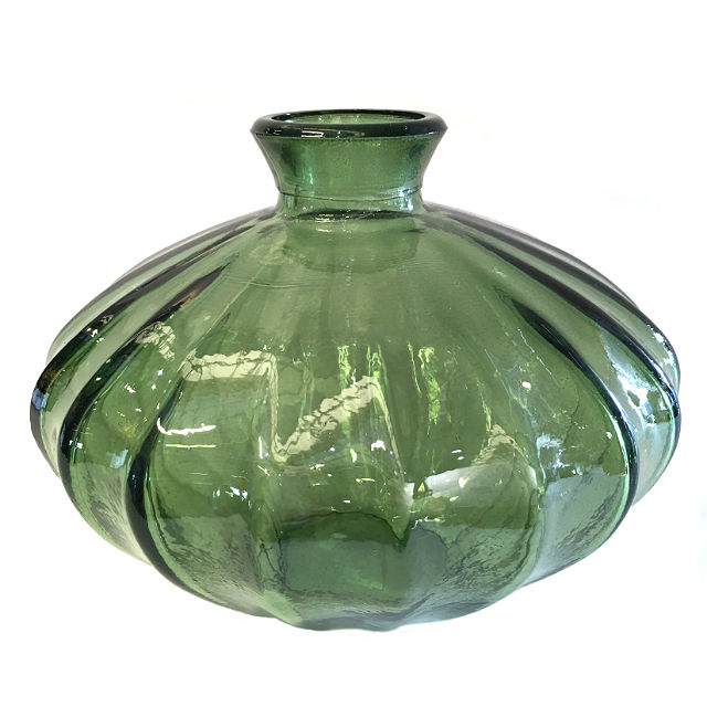 Glassvase etnico grønn Ø19xH14cm
