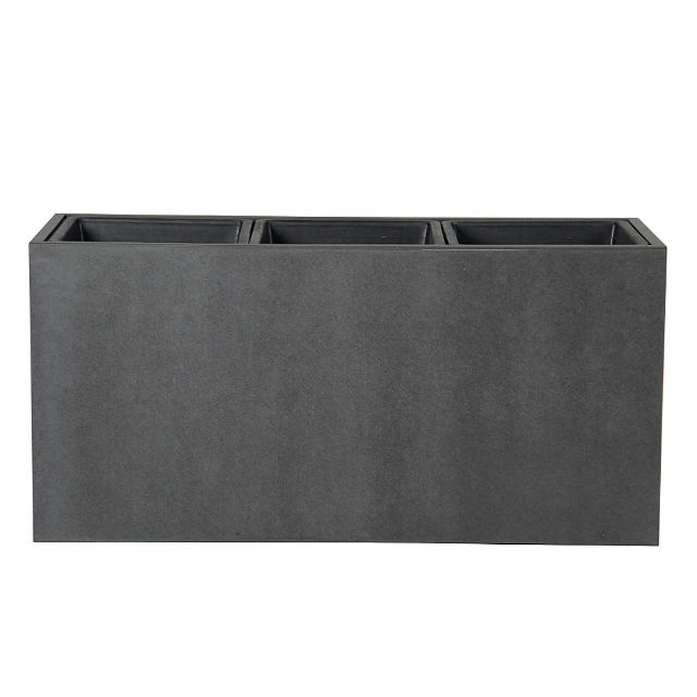 Potte smooth  rektangel cementfiber m/innsatser grå L95xB35xH46cm