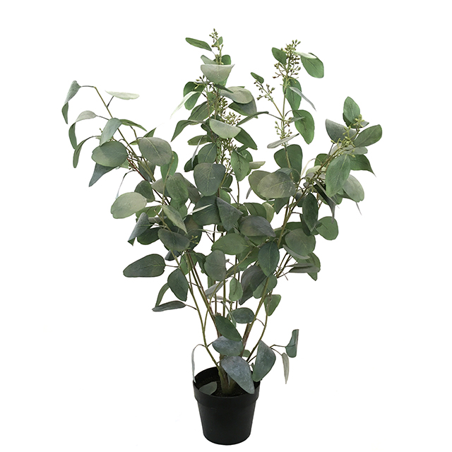 Kunstig eucalyptus busk støvgrønn m/bær H100cm