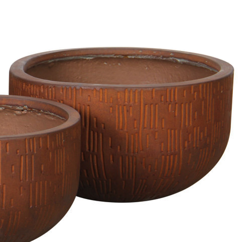 Potte etching bowl ficonstone rødbrun Ø54xH36cm