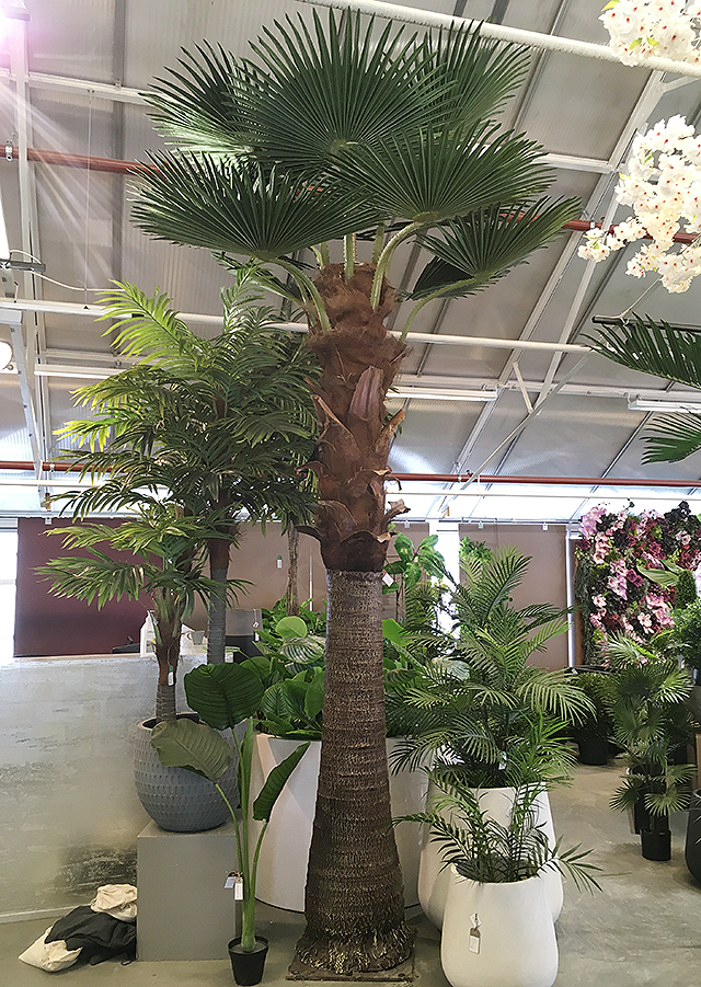 Kunstig palme vifte rett UTE H350cm m/monteringsplate