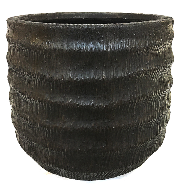 Potte palm round ficonstone brunsort Ø29xH26cm